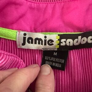 Jamie Sadock Crinkle Texture Golf Tank Top Pink & Lime Green - Medium